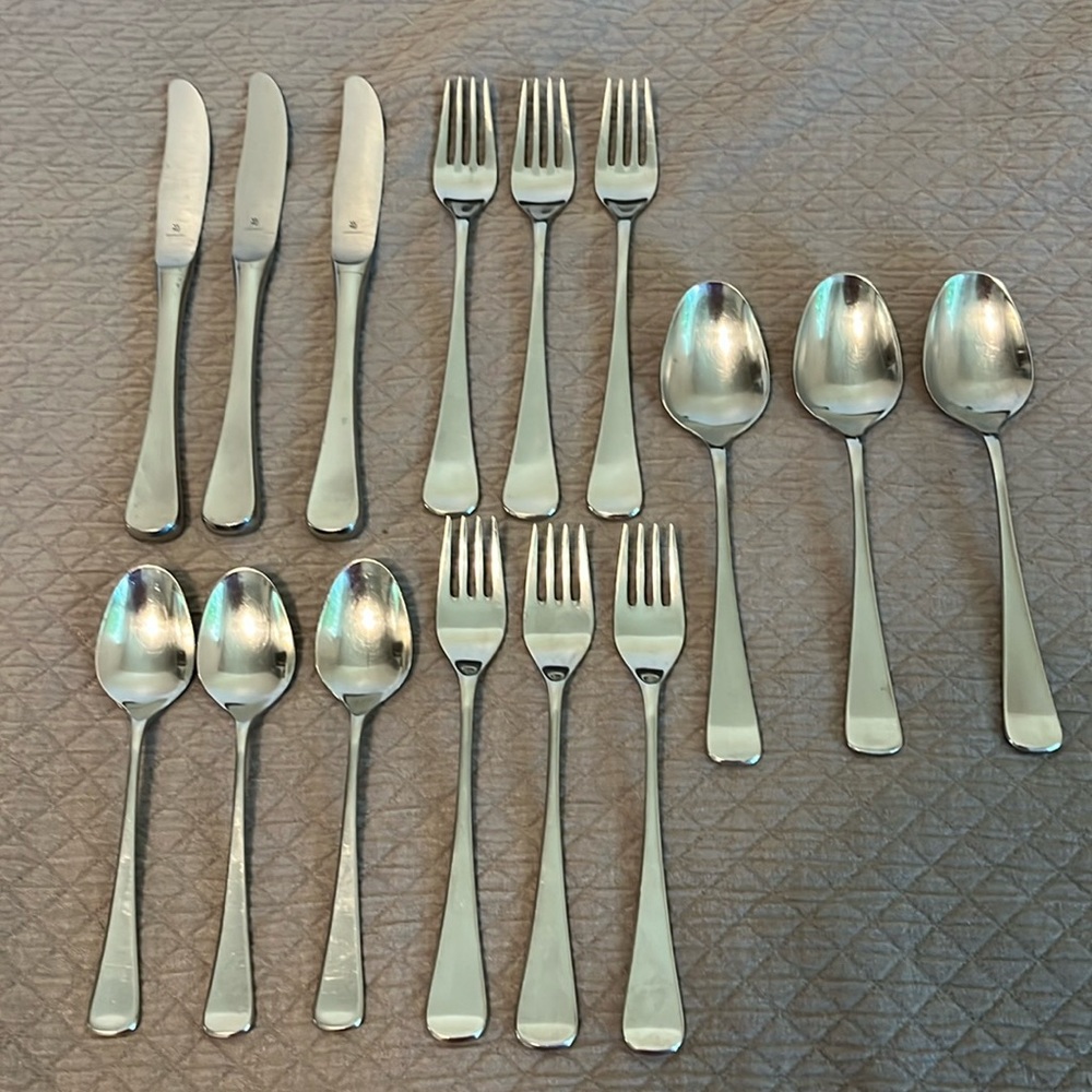 WMF Finesse Cromargan Germany Stainless (3) 5 piece place settings. 15 pieces